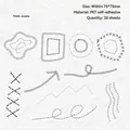 Set di 20 adesivi PET filo da ricamo retrò in nero e grigio per scrapbooking - Grigio Fumo