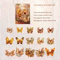 Autumn butterfly vintage stickers set with 15 realistic designs on white kraft paper - Autumn Butterflies
