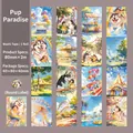 Cute husky and girl washi tape for journaling with amusement park scenes in 80mm size - Doggie Star Paradise