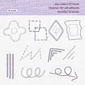 Retro purple embroidery style PET stickers with 20 pieces featuring stitching patterns - Deep Purple