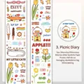 Glitter synthetic paper tape with hand-drawn dessert and animal die-cut patterns - Picnic Journal