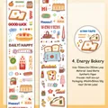 Sparkling synthetic paper tape with hand-drawn bakery bread and cake illustrations - Vibrant Bakery