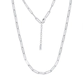 Polished S925 sterling silver paperclip chain necklace with lobster clasp and extender - Rectangular Paperclip Chain (3.5x12mm) / 40+5cm / Silver