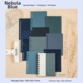 Nebula blue vintage scrapbooking paper set with 30 textured sheets and spiral notebook - Nebula Blue