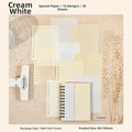 Vintage white textured scrapbooking paper set with binder holes and 30 sheets in creamy white - Off-white