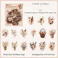 Vintage-Blumenkorb-Aufkleber aus PET, 15 Stück im warmen Ölmalerei-Stil für DIY-Projekte - Blumenkorb Traum