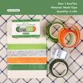 Retro Story Washi-Tape-Set mit 4 Rollen in Grün und Orange für Tagebuch-Dekorationen - Wolkenjagd