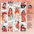 Nastro washi arancione con illustrazioni di moda vintage e motivi a farfalla - Sogno Rosso Bagliore del Tramonto