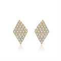 Elegant gold-plated S925 sterling silver rhombus earrings with sparkling zircon inlay - Rhombus Gold (APE05)