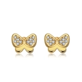 Boucles d'oreilles papillon dorées avec cristaux étincelants et base en argent S925 - Papillon Or (APE11)