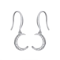 Boucles d'oreilles croissants de lune en argent S925 poli avec oxydes de zirconium - Lune Strass Argent (APE49-P)