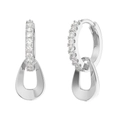 Boucles d'oreilles pendantes en argent S925 avec créoles pavées et breloque goutte d'eau - Goutte d'Eau Creuse Argent (APE64-P)