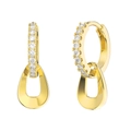 Boucles d'oreilles pendantes dorées avec pavé de zircons blancs étincelants - Goutte d'Eau Pavée Or (APE64-14K)
