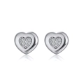 Orecchini a lobo a cuore in argento S925 con pavé di zirconi cubici scintillanti - Cuore Argento (APE01-P)