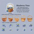 Set de pegatinas de arándanos en PET y papel kraft para scrapbooking DIY y decoración - Blueberry Time