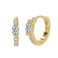 Créoles élégantes en argent S925 plaqué or 18K avec pierre zircon taille marquise - Anneau Pierre Marquise Or (APE94-G)