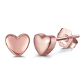 Élégantes boucles d'oreilles cœur en argent massif S925 avec finition or rose - Puces Cœur Or Rose (APE43-R)