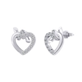 Élégantes boucles d'oreilles cœur évidé en argent S925 et oxydes de zirconium brillants - Cœur Creux Argent (APE121-P)