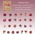 Vintage floral stickers Crimson Mist set in pink and purple kraft paper for DIY journals - Crimson Mist