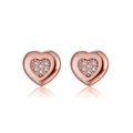 Élégantes boucles d'oreilles cœur en argent 925 doré rose avec pierres en zircone - Cœur dans Cœur Or Rose (APE01-R)