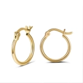 Créoles classiques en argent sterling S925 avec finition polie en or 18 carats - Anneau Lisse 15mm Or (APE34-14K-1.5-15)