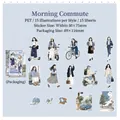 Morning commute theme PET sticker set for journals with 15 professional female life designs - Morning Commute