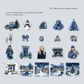 Winter Christmas PET sticker pack featuring blue retro truck and snowman designs for journaling - Moonlight Arriving