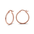 Créoles en argent S925 poli couleur or rose avec fermoir à charnière sûr pour le quotidien - Anneau Lisse 20mm Or Rose (APE34-R-1.5-20)
