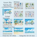 Set de pegatinas tema oceánico en PET y papel para scrapbooking y manualidades DIY - Mar Azul y Cielo Despejado