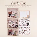 DIY black cat cafe PET puzzle sticker set with clear dimensions and base card - Cat Coffee