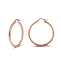 Élégantes créoles en or rose avec finition polie et fermeture à charnière sécurisée - Anneau Lisse 30mm Or Rose (APE34-R-2.0-30)
