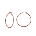 Créoles en argent sterling S925 poli avec une élégante finition en or rose pour femme - Anneau Lisse 40mm Or Rose (APE34-R-2.0-40)