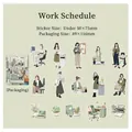 Career Life Diary PET transparent stickers set with 15 professional office illustrations - Work Schedule