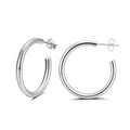 Boucles d'oreilles créoles en argent sterling S925 avec fermoir classique poli miroir - Anneau Ouvert Argent (APE38-P-3)