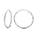 Paire de grandes créoles en argent sterling S925 avec texture en spirale torsadée - Anneau Torsadé 30mm Argent (APE39-P-30mm)