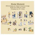 Career Life Diary PET sticker set featuring 15 unique career and home daily life illustrations - Home Moment