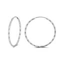 Créoles en argent sterling S925 avec texture taille diamant et finition étincelante - Anneau Diamanté 40mm Argent (APE40-P-40mm)