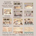 Σετ αυτοκόλλητων με θέμα το καφενείο για scrapbooking με χειροποίητες εικονογραφήσεις καφέ - Σταθμός Αρώματος Καφέ