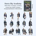 Starry Academy theme magic characters sticker set in white kraft paper, 15 pieces - Starry Sky Academy