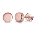 Boucles d'oreilles rondes minimalistes en argent S925 plaqué or rose poli miroir - Puces Disque Or Rose (APE41-R)