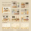 DIY sticker set with bakery theme including washi and PET materials for journaling - Wheat Aroma Bakery