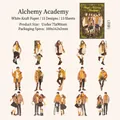 Alchemy Academy character stickers set with 15 designs on white kraft paper for journaling - Shimmering Gold Academy