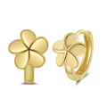Boucles d'oreilles fleurs en argent S925 doré avec finition polie et fermoir sécurisé - Anneau Fleur Or (APE45-14K)