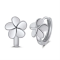 Boucles d'oreilles créoles en argent S925 avec un design minimaliste de fleur à cinq pétales - Anneau Fleur Argent (APE45-P)