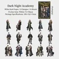 Dark Magic Academy themed anime stickers set made of white kraft paper for journaling - Dark Night Academy