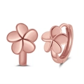 Boucles d'oreilles fleurs à cinq pétales en argent S925 massif avec finition or rose - Anneau Fleur Or Rose (APE45-R)