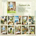 Pastoral Life series scrapbooking stickers set featuring 10 unique nature landscape designs - Pastoral Life