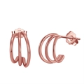 Boucles d'oreilles triple créoles en argent S925 plaqué or rose au design minimaliste - Anneau Triple Or Rose (APE46-R)