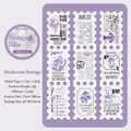 Purple retro stamp style washi tape with mushrooms and vintage movie ticket designs - Mushroom Postage