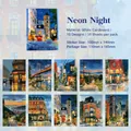 Neon Night series city landscape decorative art paper stickers for journaling - Neon Night